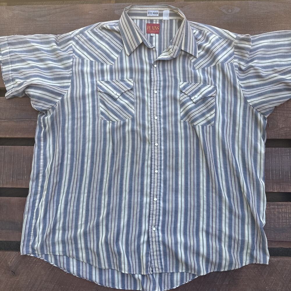 Plains Western Wear Big Man 2X Striped Pearl Snap Short Sleeve Western Shirt